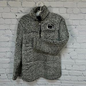 Boxercraft 1/4 Zip PENN STATE Pullover‎ Sherpa, Size XS, Frost/Navy